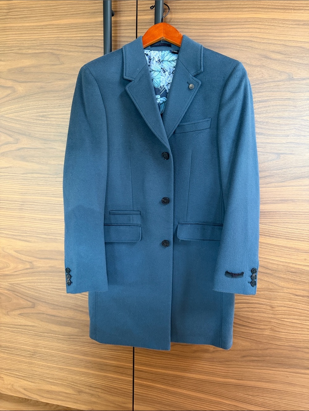 Ted Baker London Men's Blue Wool overcoat